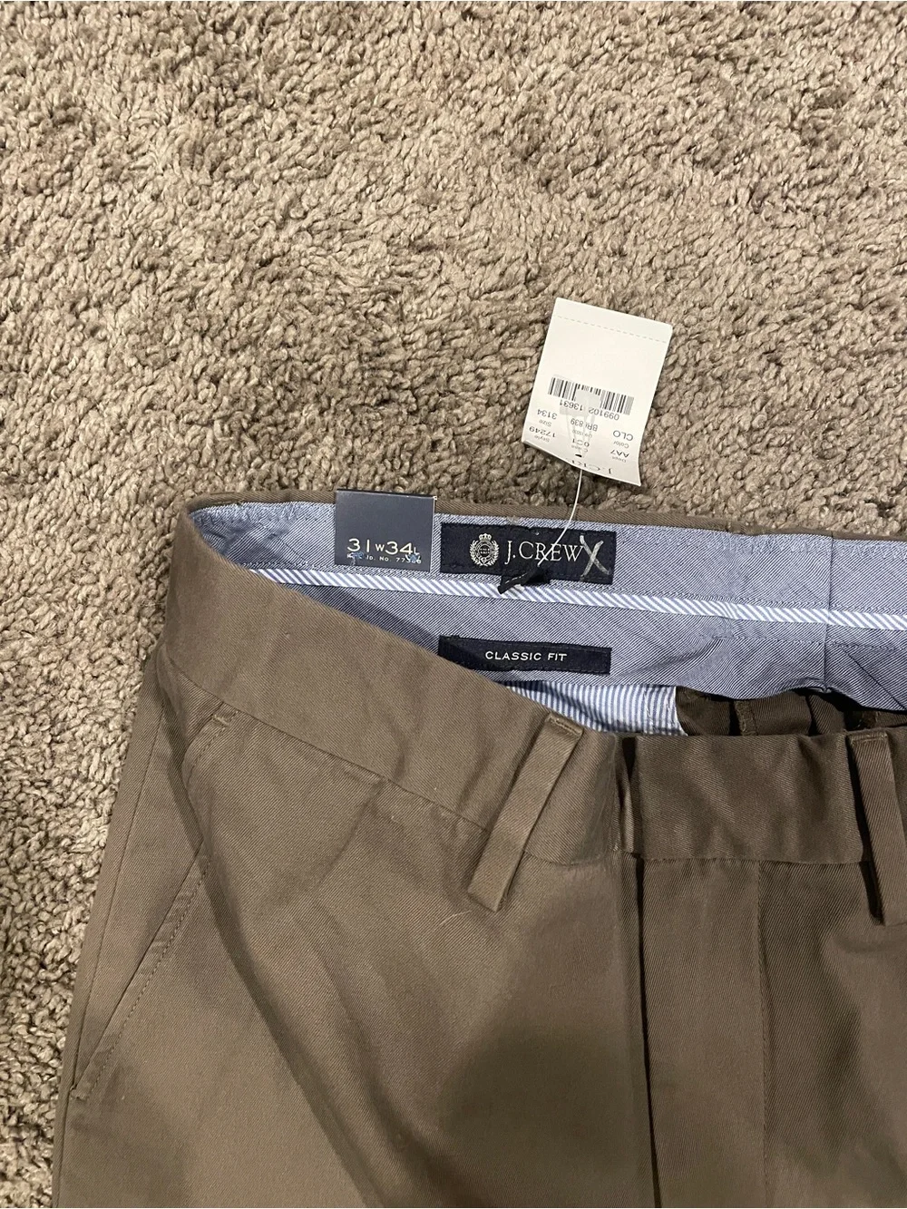 J. Crew Men's Straight-Leg Dress Pants in Olive Green